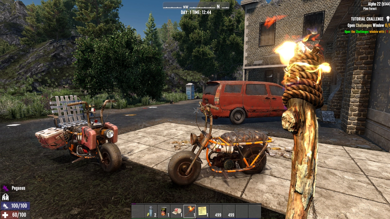 Mini-Bike in 7 Days to Die – frühes Motorfahrzeug mit kleinem Inventar