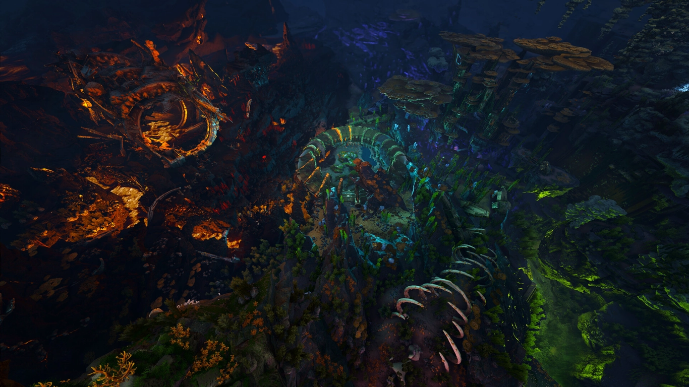 Abyssal City in ARK: Aquatica – gezonken onderwaterstad met lichtgevende ruïnes
