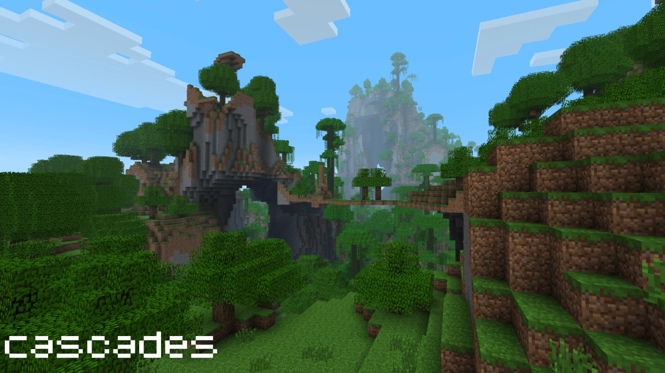 Cascades-datapaket: hybrid av Beta-terräng och aktuella biomer i Minecraft