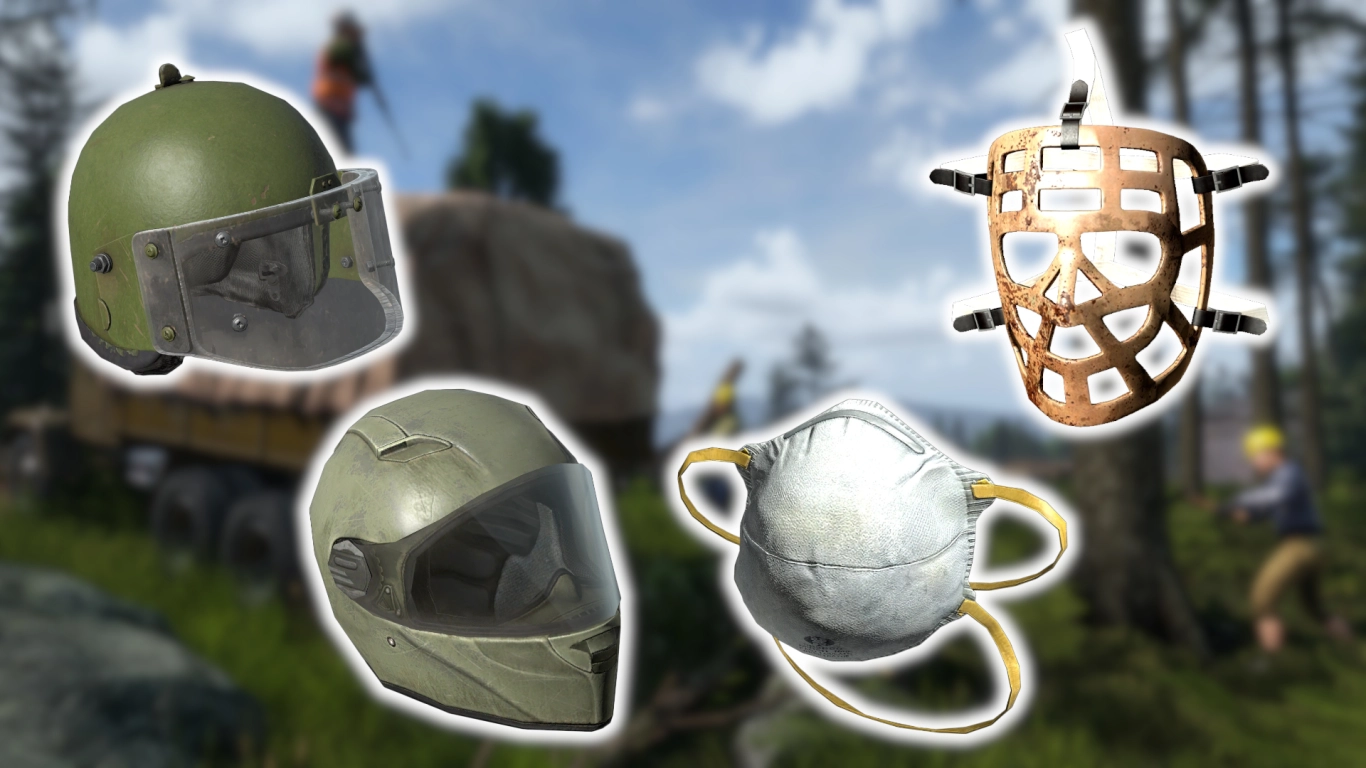 DayZ hjelme og masker – stormhjelm, motorcykelhjelm, gasmaske og medicinsk maske til hoved- og infektionsbeskyttelse