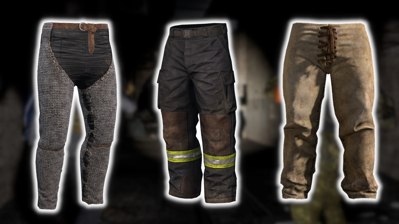 DayZ bensikring – kædebukser, brandmandsbukser, BDU/CUU-bukser og hoftetaske for beskyttelse og camouflage