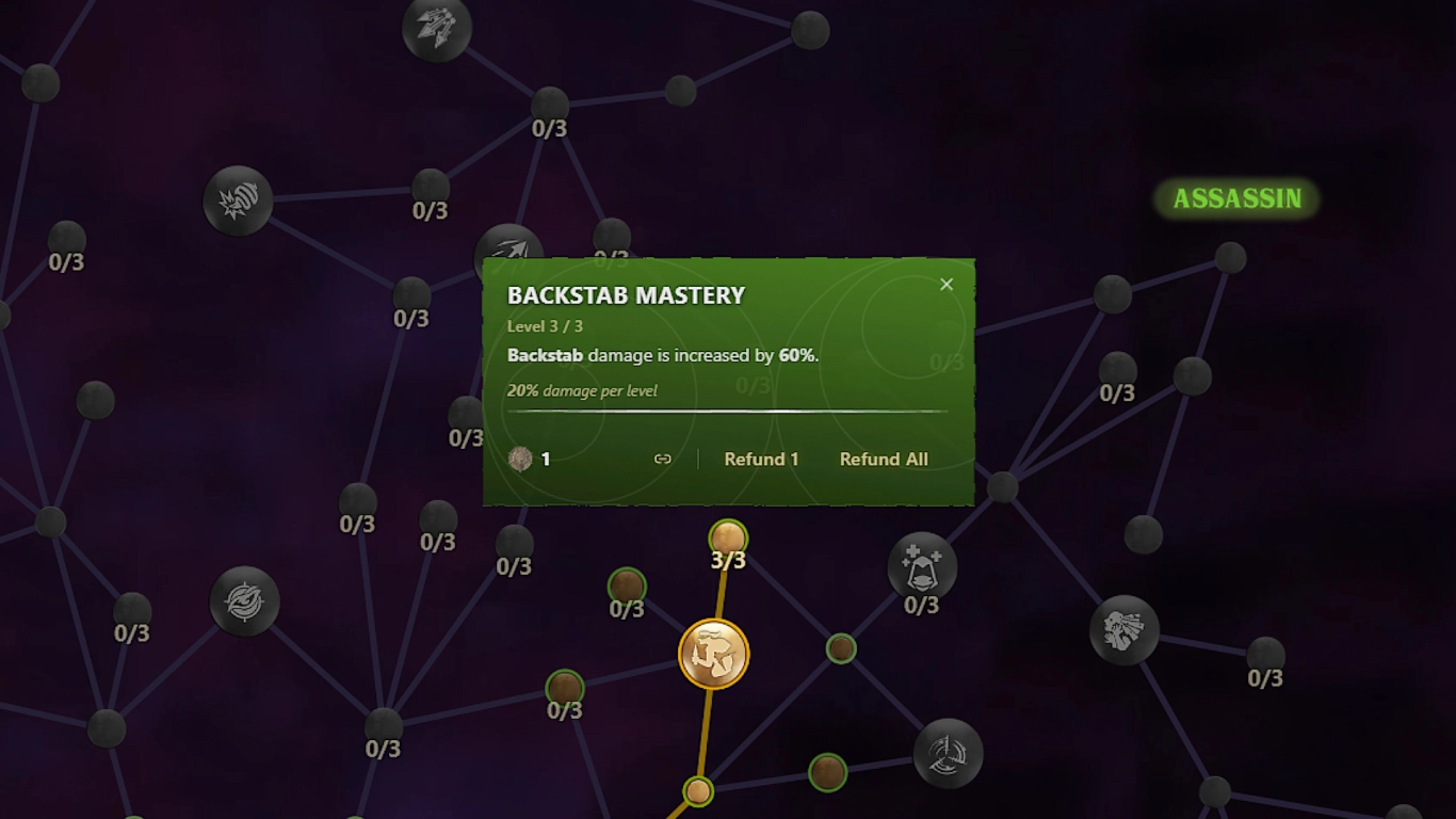 Enshrouded færdigheden Backstab Mastery med 60 % mere skade på fjenders ryg