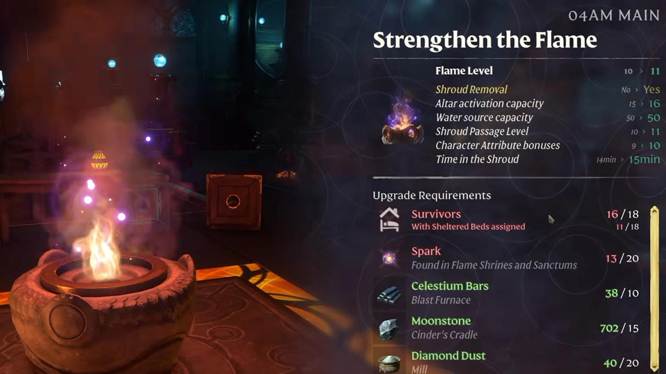 Enshrouded Basisbau im Shroud mit Flammenaltar Level 11