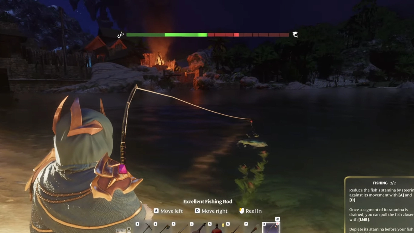 Enshrouded’da balıkçılığa başlamak için olta, yem ve uygun konum