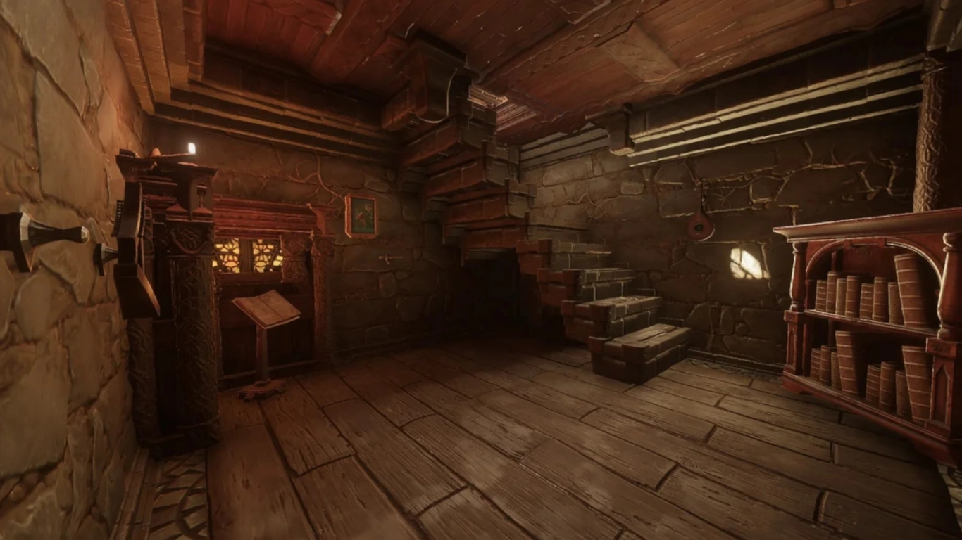 Construire une cave dans Enshrouded avec murs en pierre et passage secret