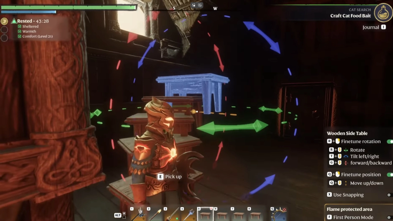 Rotation à 360 degrés dans Enshrouded pour la décoration et les éléments de construction