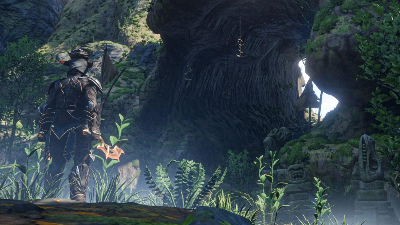 Enshrouded Revelwood dicht oerwoud met grondstoffen