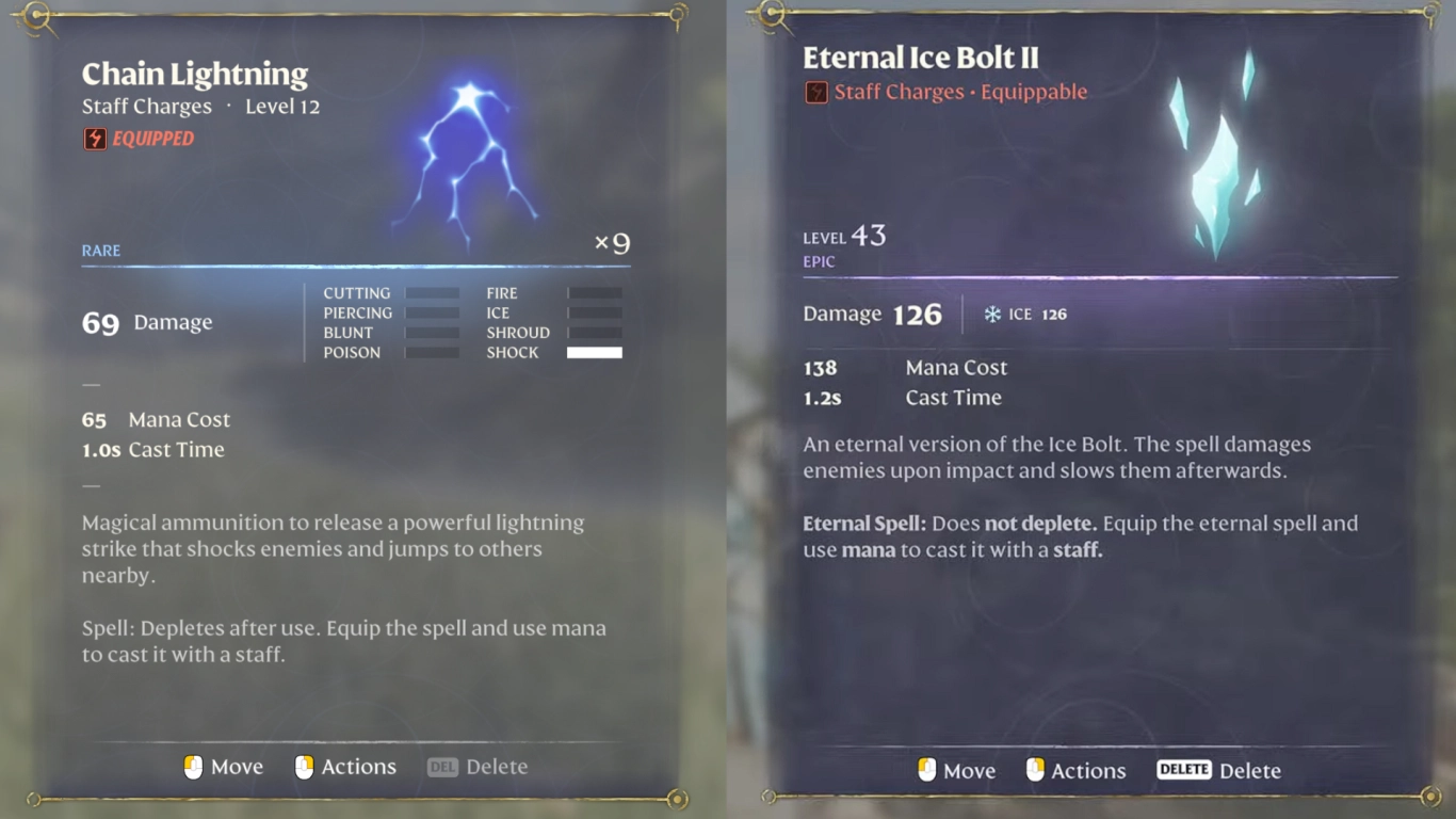 Enshrouded spells — elements, crafting recipes, and Eternal variants