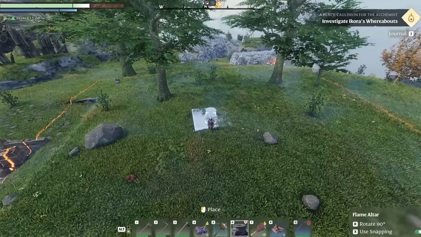 Enshrouded’da tezgâh ve Alev Sunağı yerleştirme: Yapı menüsü ve Yapı Çekici