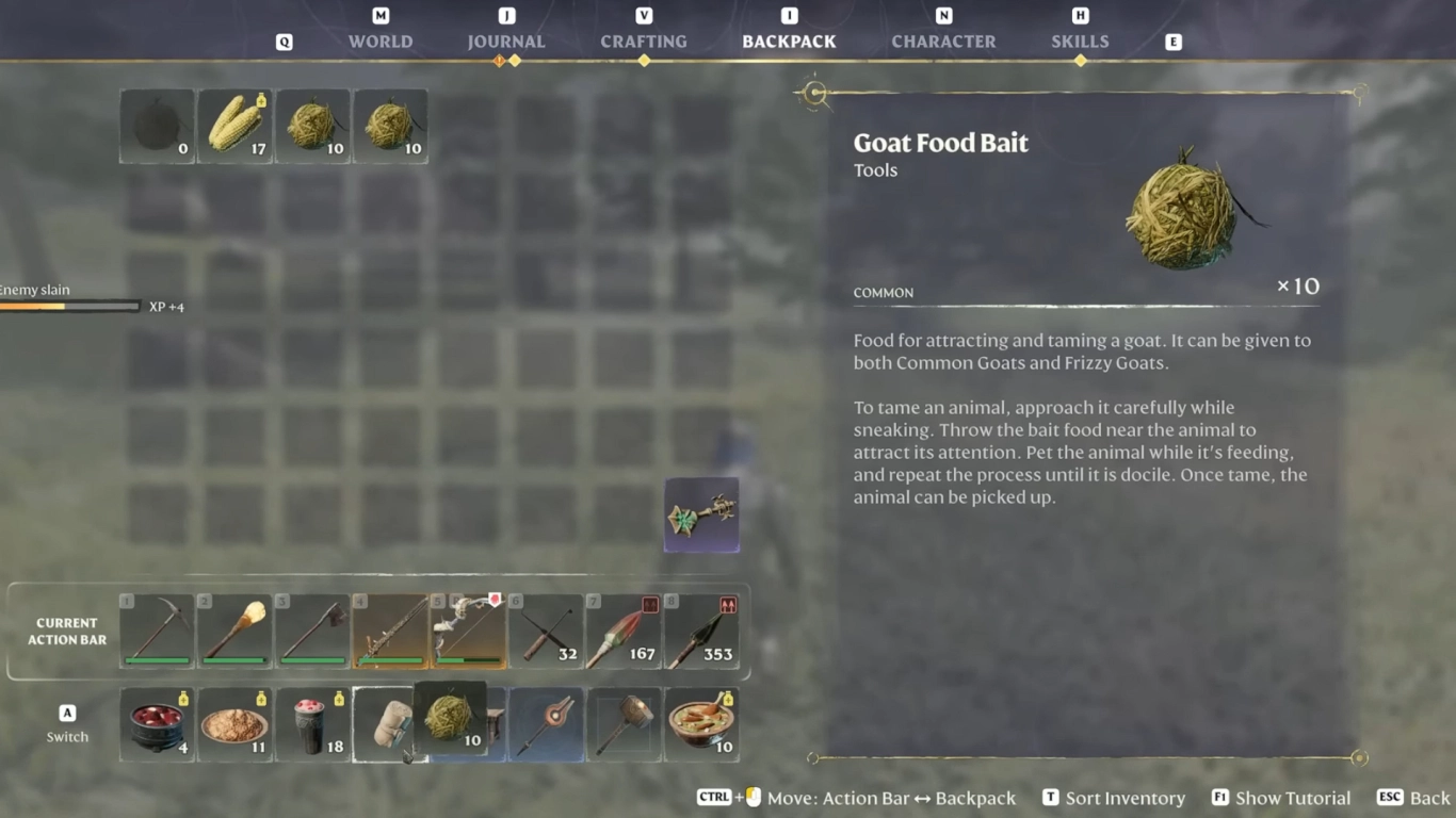 Missão da agricultora em Enshrouded: desbloquear iscas e domar animais