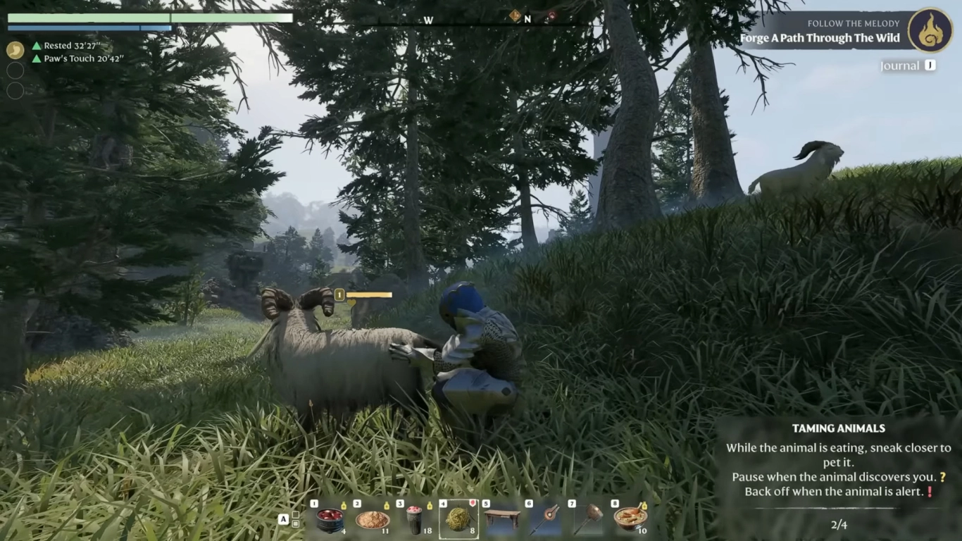 Guia: domar e acariciar animais em Enshrouded com iscas