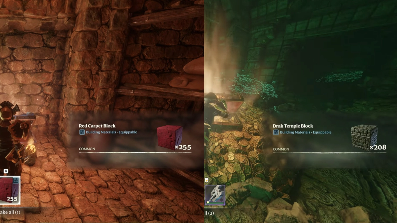 Materiais de construção raros em Enshrouded como blocos do Templo Drak, bambu e calcário