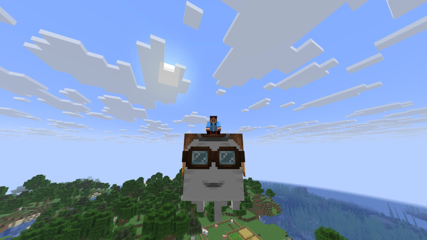 Un Ghast feliz en el mundo exterior
