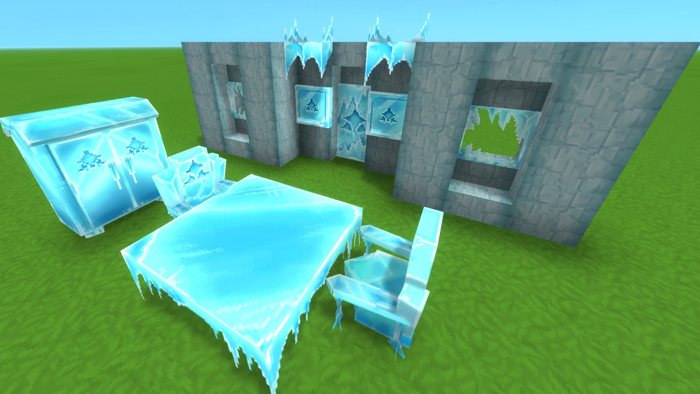 Hytale Frostwood: mobili di ghiaccio come scaffali, tavoli, sedie, finestre e armadi