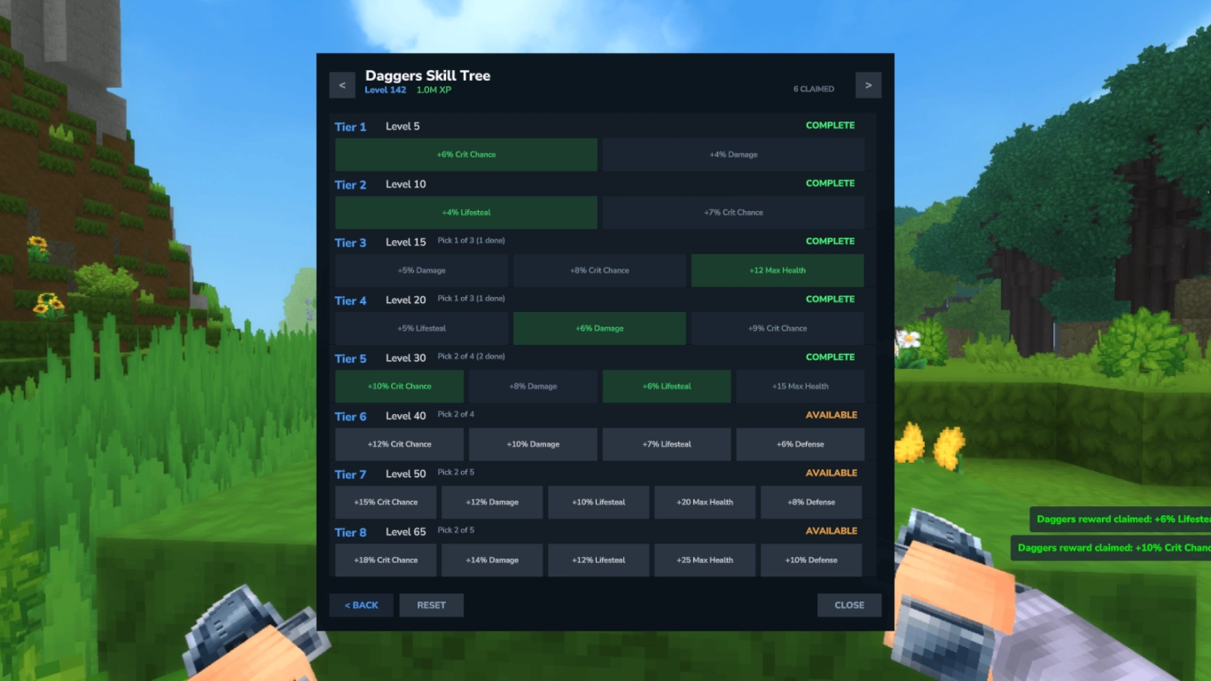 Hytale Skillbaum und Level System als Progressionsidee