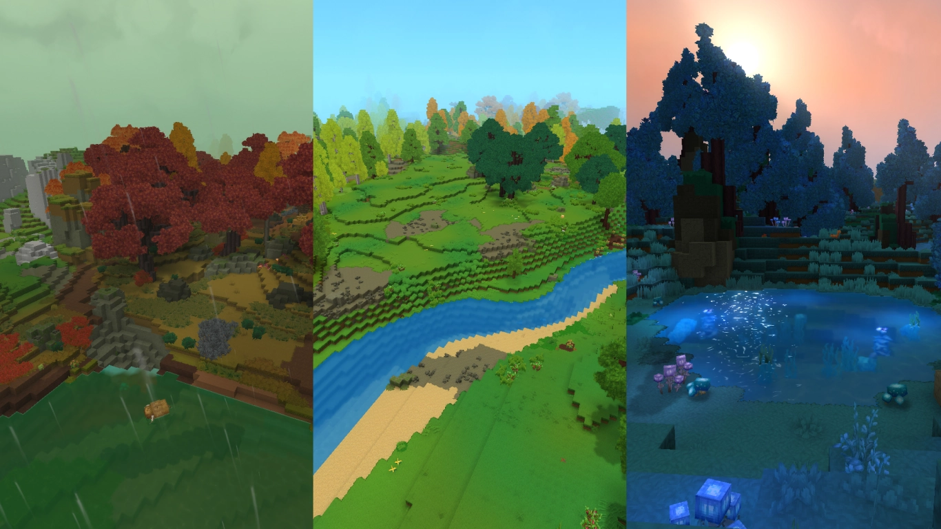 Hytale zon 1 Emerald Wilds: översikt över ängar, skogar och kärr