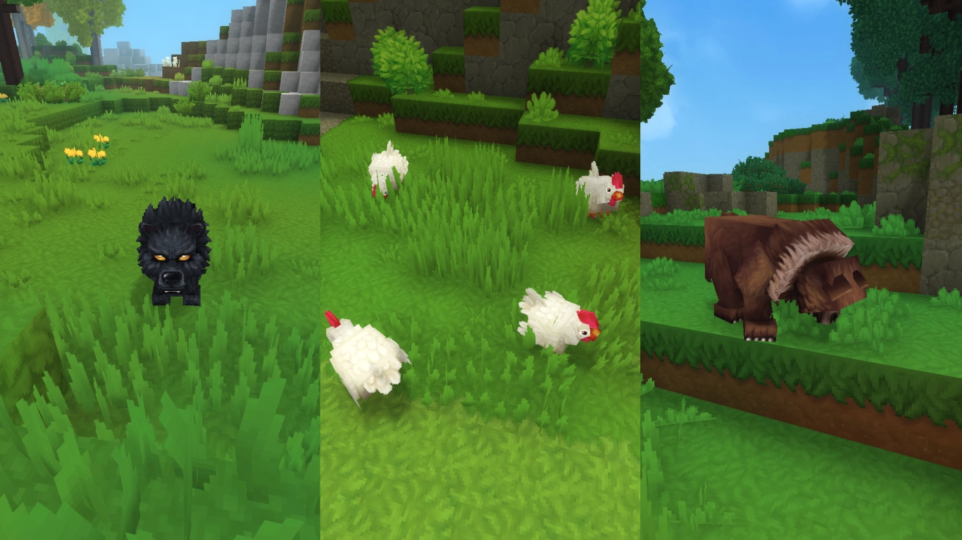 Hytale sub-biomer i Emerald Wilds: Drifting Plains, Seedling Woods och The Fens