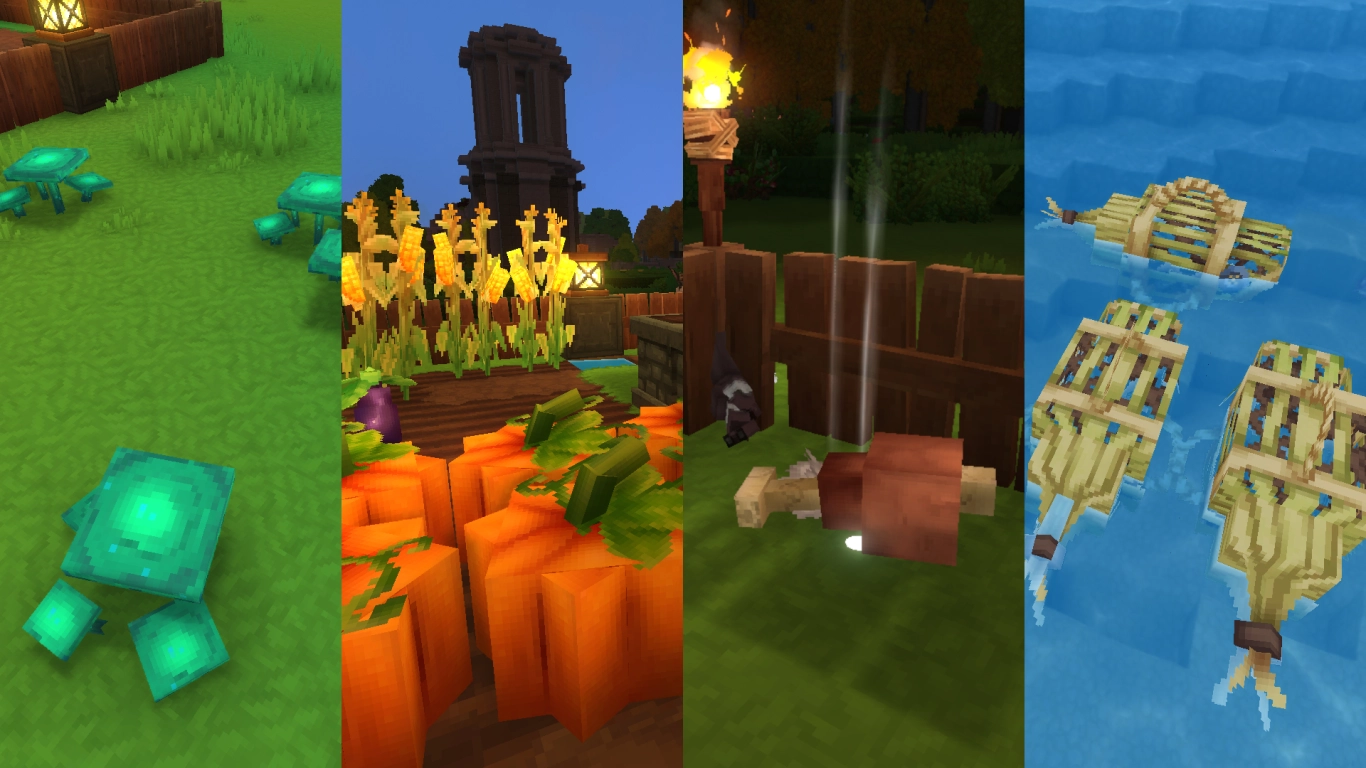 Hytale ingredienser för matlagning via odling, plock och tillverkning