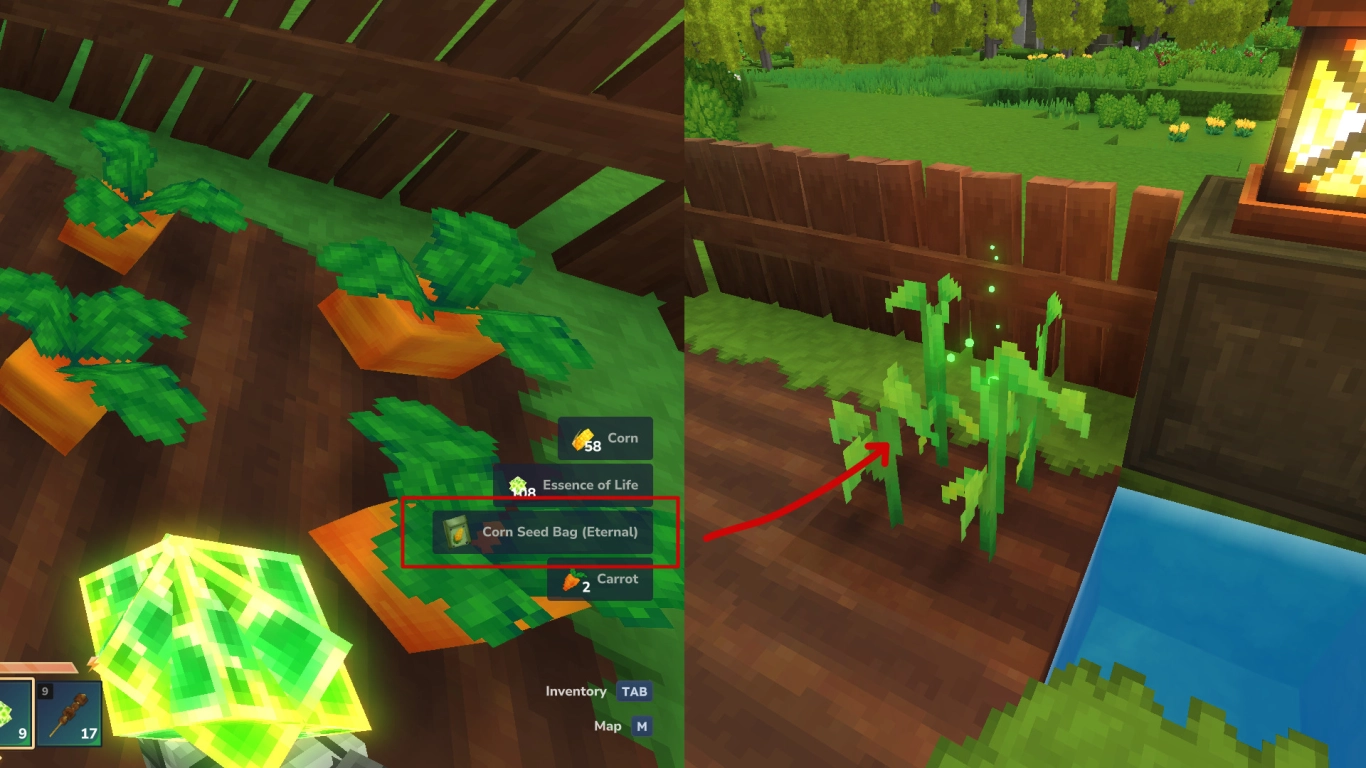 Eternal Seeds on a planted Hytale field