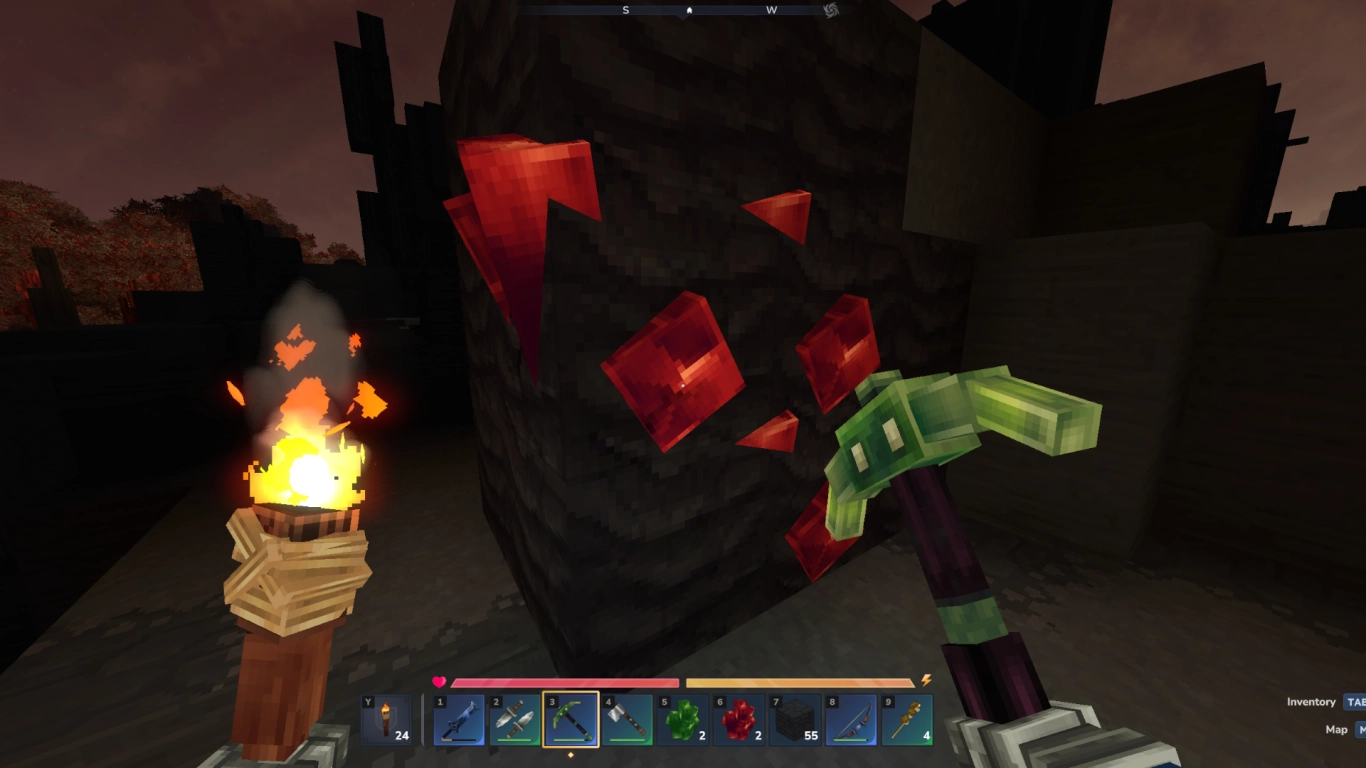 Hytale Zone 4 mit Inseln und Adamantite-Erz sowie gefährlichen Gegnern