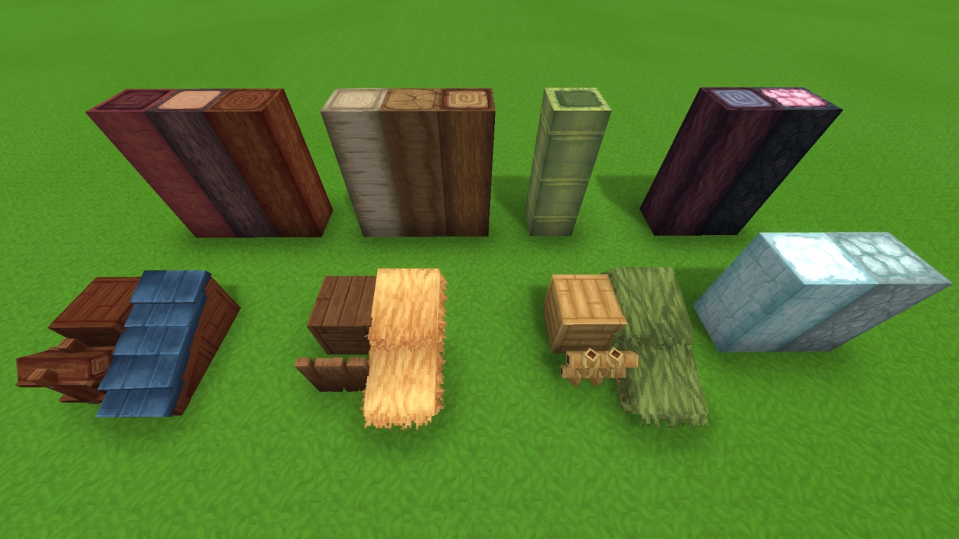 Confronto tra alberi Redwood, Maple e Blue Fig in Hytale