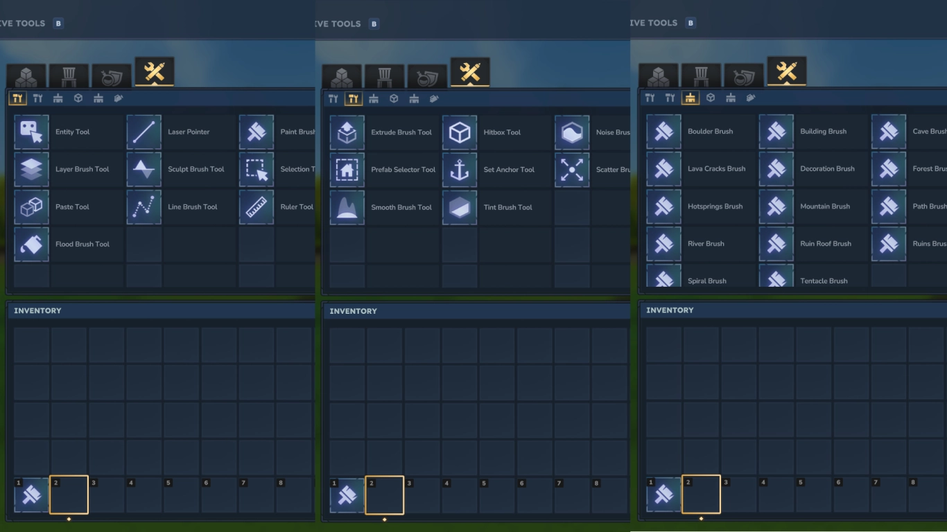 Ajustes de herramientas y atajos de teclado en el modo Creativo de Hytale
