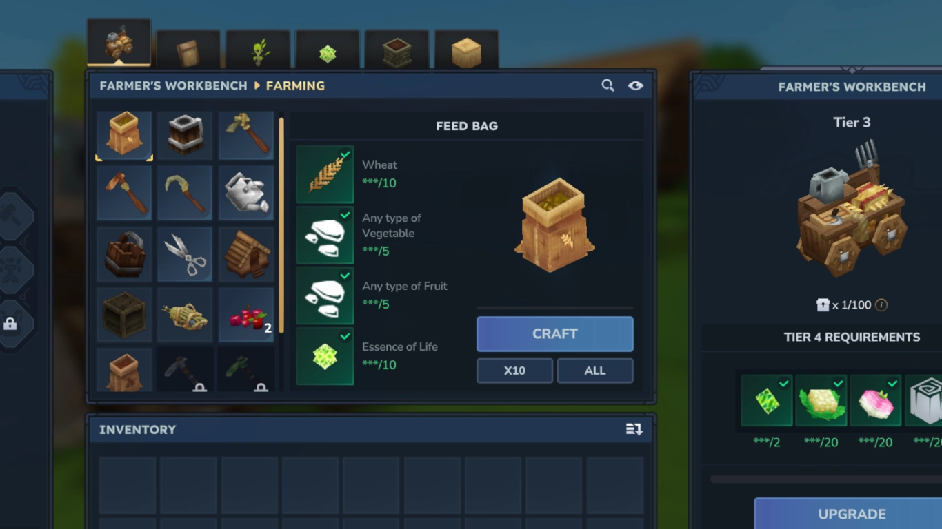 Hytale Farmer's Workbench et outils pour les animaux d’élevage