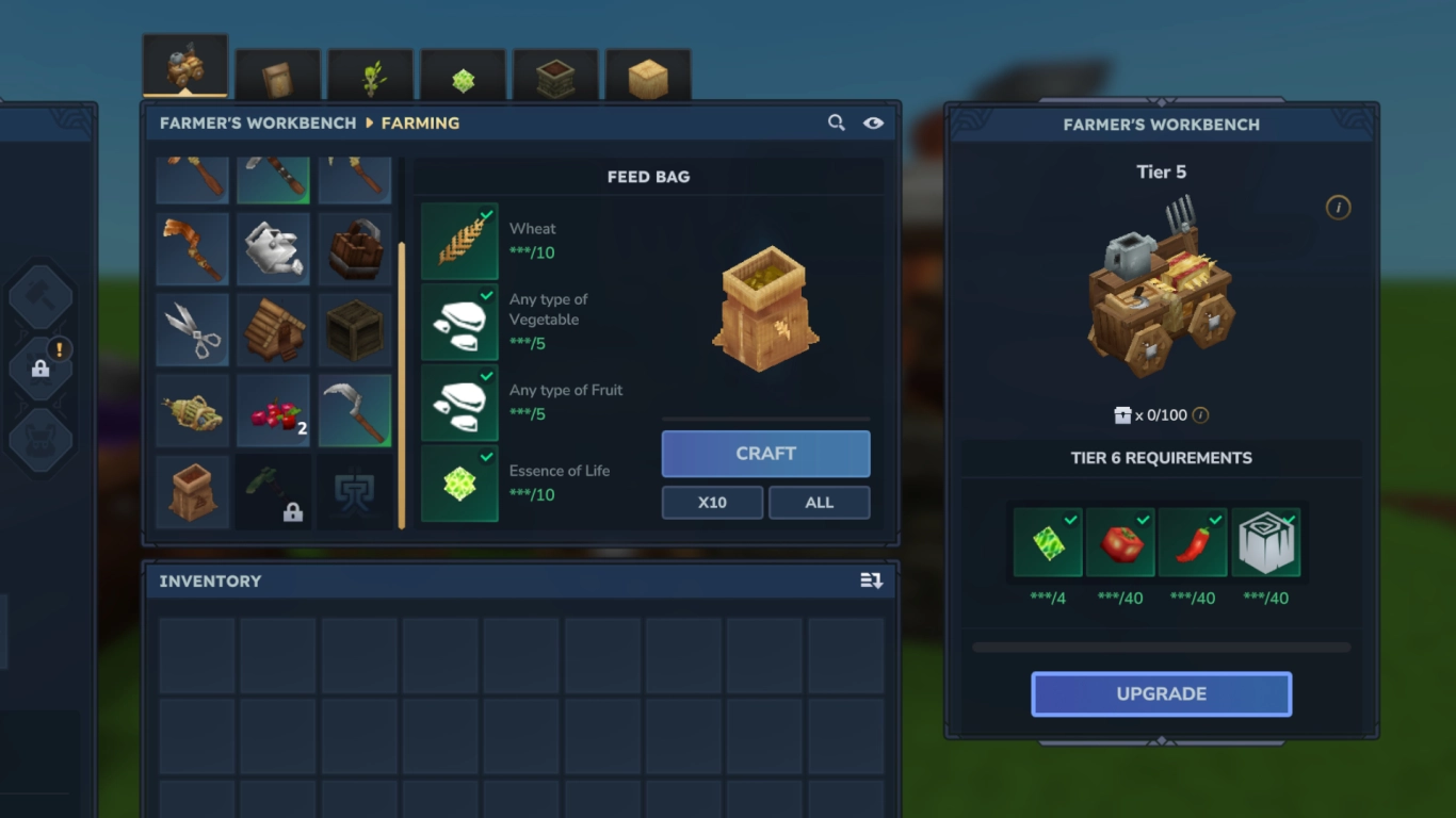 Nadgrajevanje delovnih miz v Hytale z Alchemist's Workbench in Farmer's Workbench