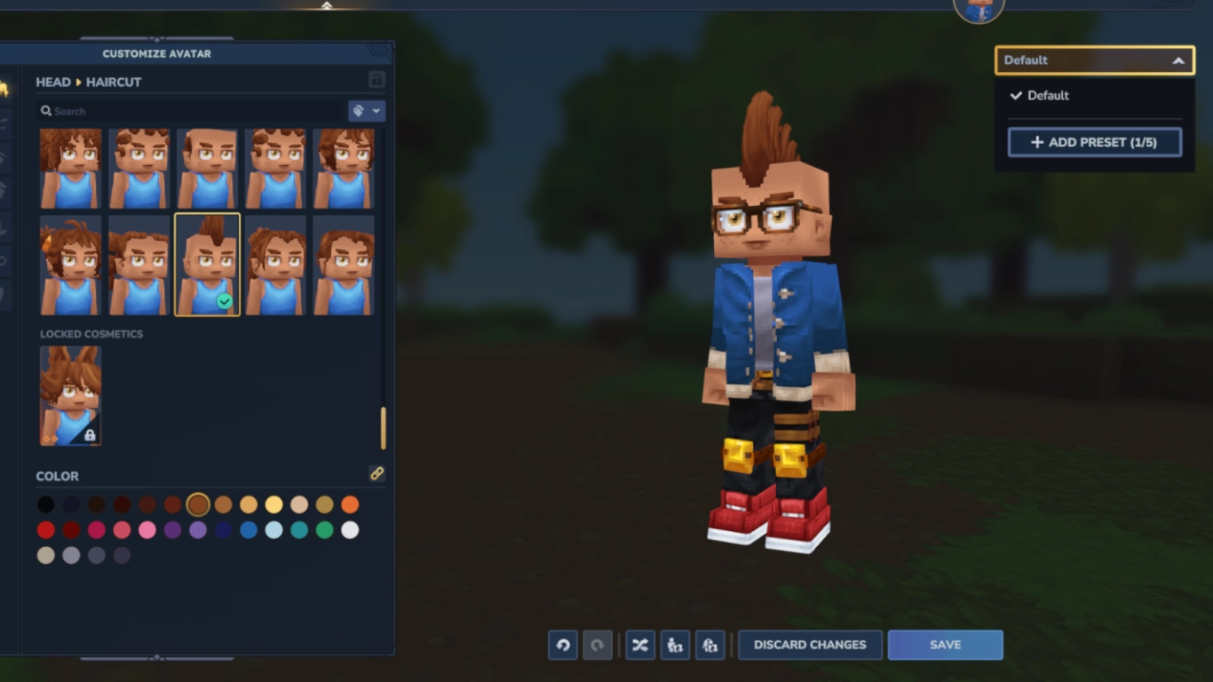Hytale personalização de personagem com novos penteados e predefinições
