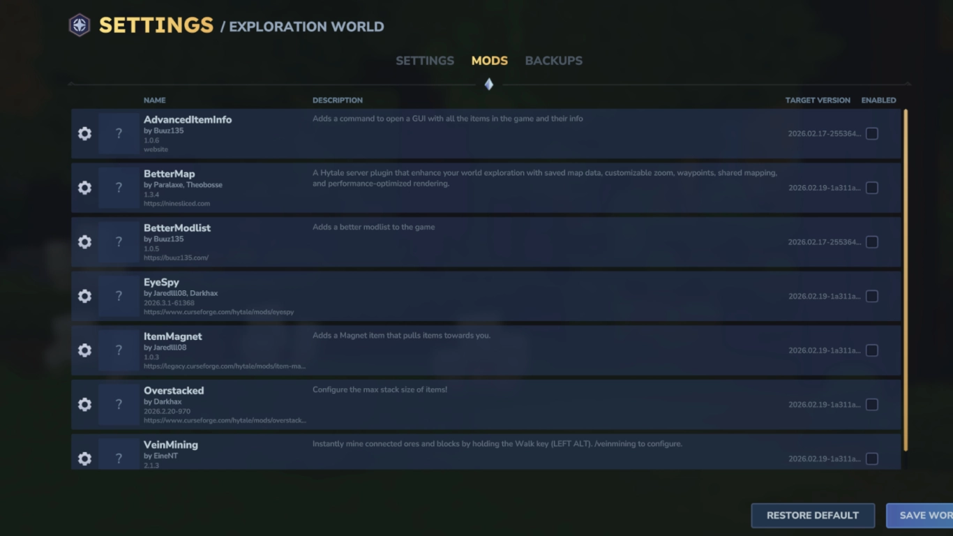 Paramètres de Hytale : gestion des mods et sauvegardes automatiques du monde dans la mise à jour 4