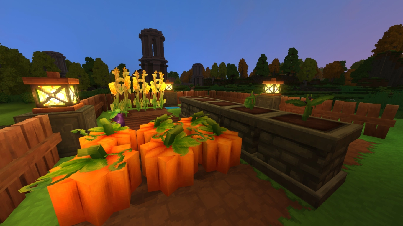Quinta de Hytale com Tanning Rack, campos e animais