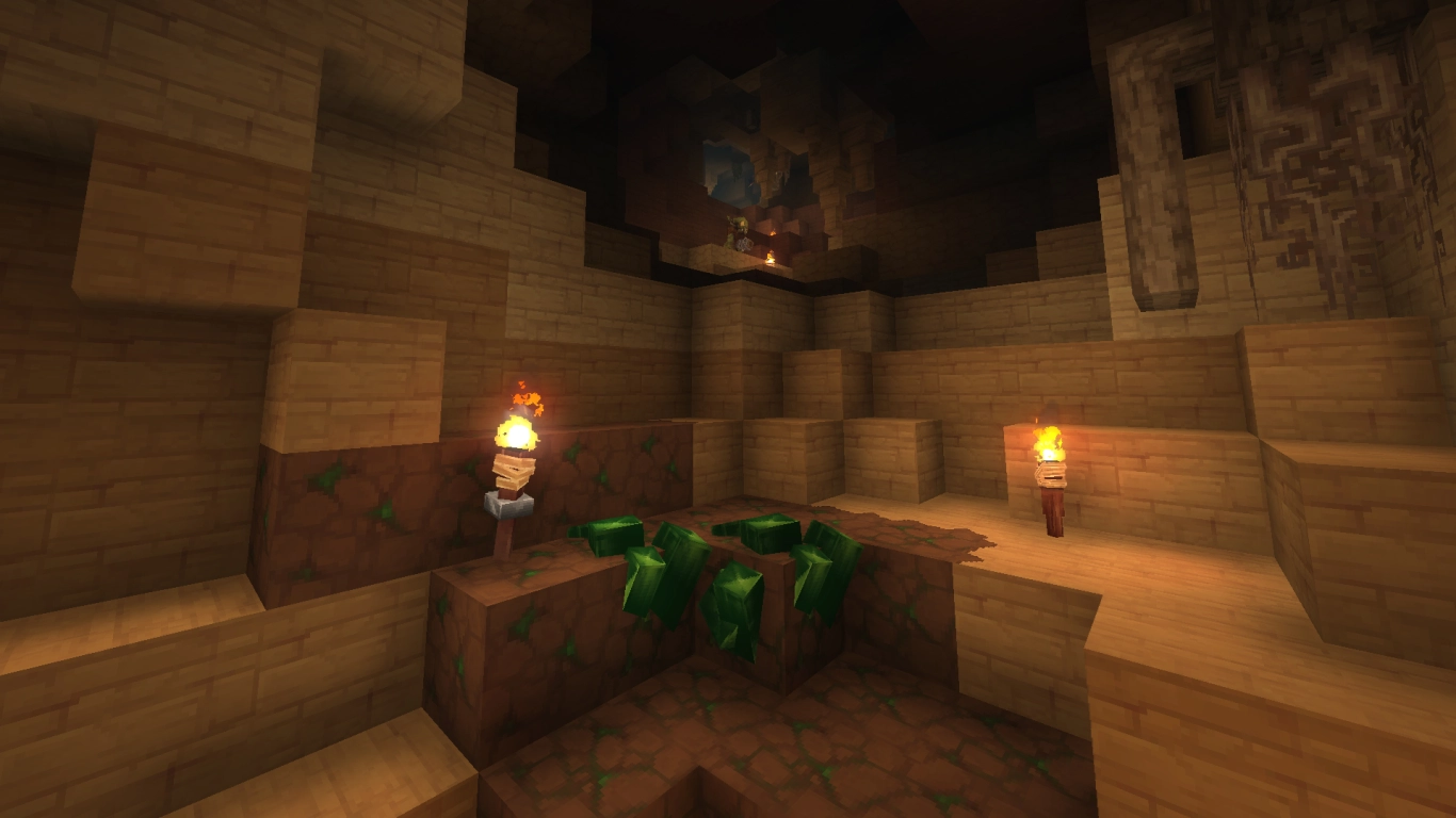 Hytale zon 2 grotta med grönt torium i sandsten