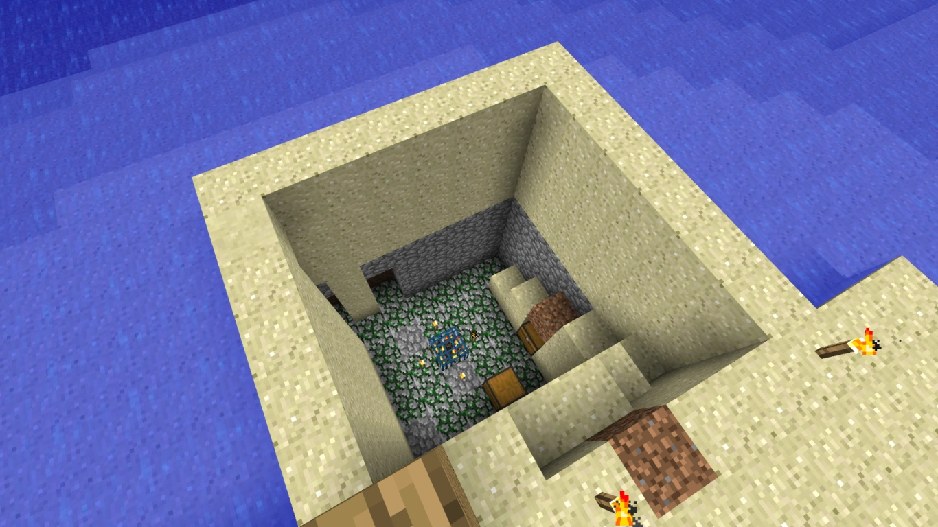 Klassische Minecraft-Dungeons mit Mob-Spawner und Moosstein