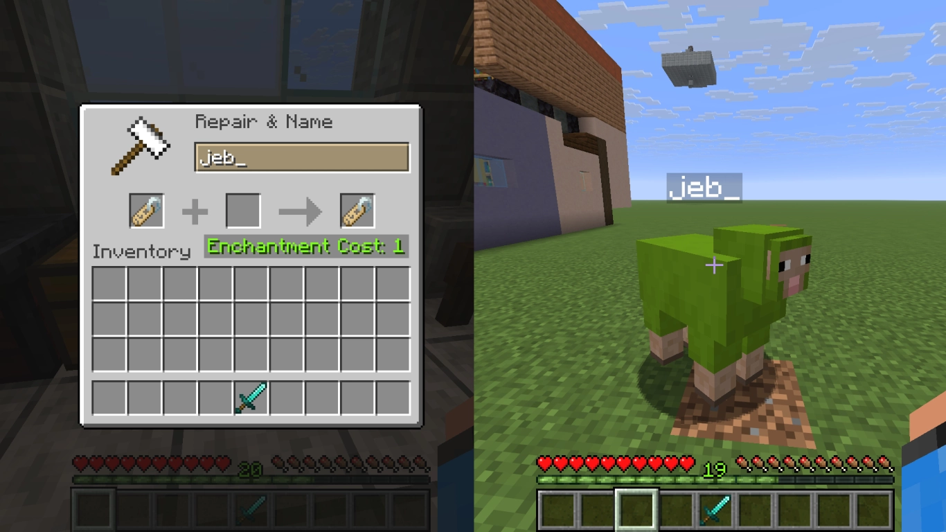 Byt namn på föremål och block i Minecraft med städet