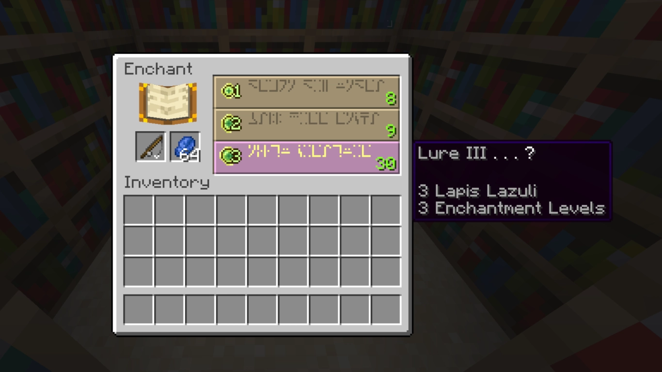 Incantesimi per la canna da pesca in Minecraft: Fortuna del mare, Esca, Indistruttibilità, Riparazione