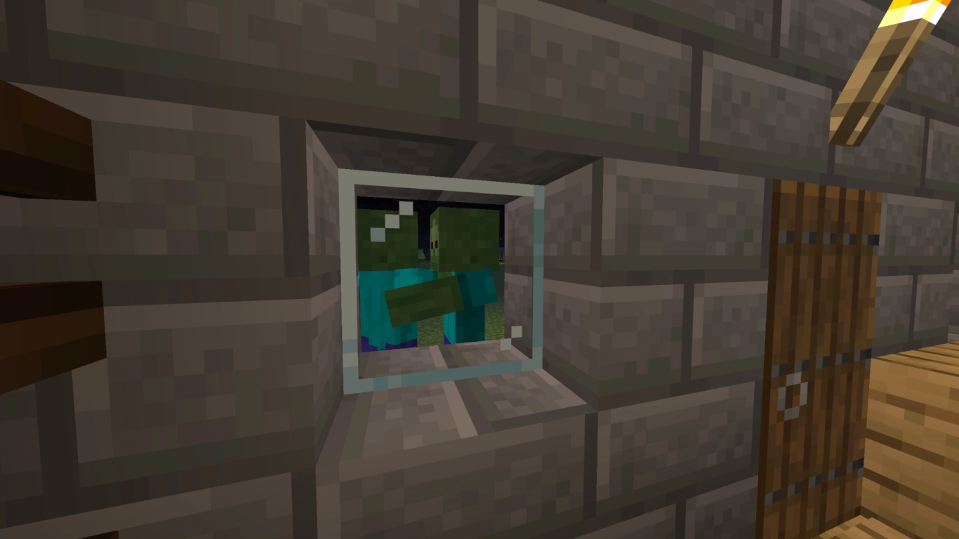 Offene Gänge in einer Minecraft-Base als Sicherheitsrisiko