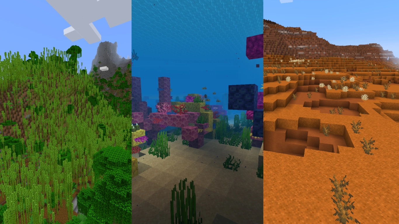 Minecraft biyomlarında benzersiz bloklar ve eşyalar: Mercan, bambu ve kırmızı kum