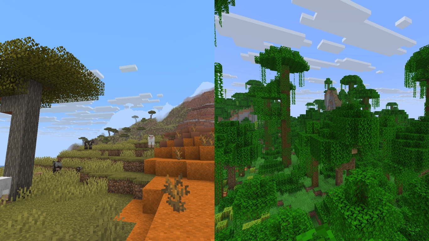 Luftfuktighet och växtlighet i Minecraft-biomer