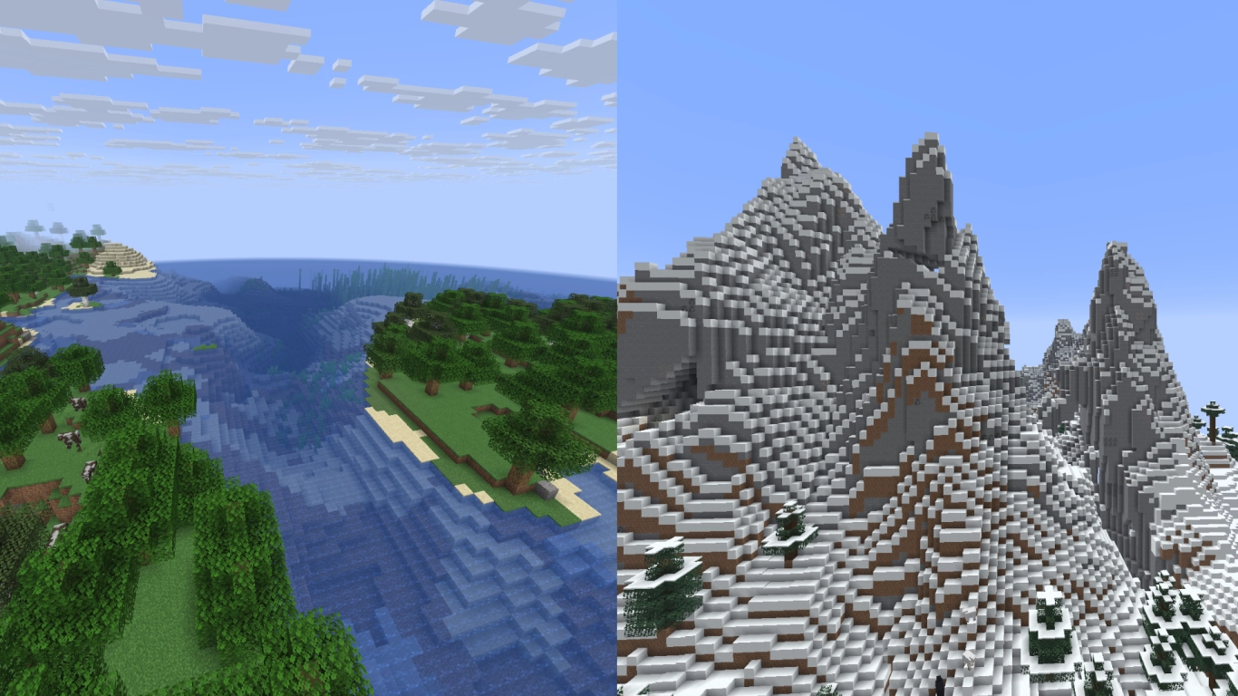 Erosion formar terrängen från bergig till platt i Minecraft-biomer