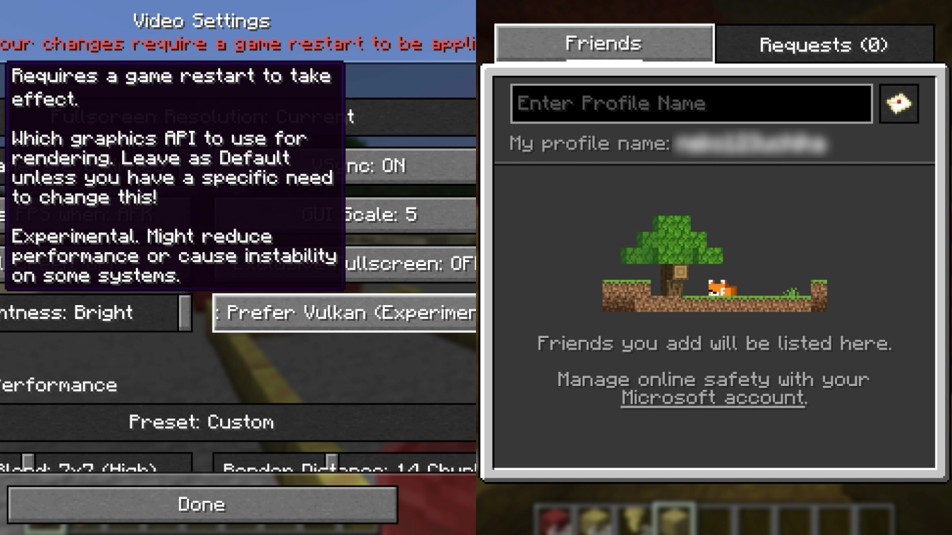 Vänlista, fredliga spawns och Vulkan-rendering i Minecraft 26.2