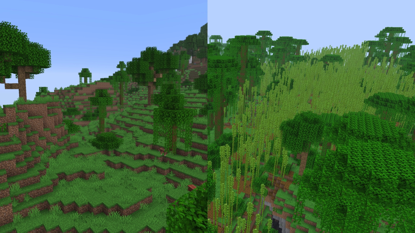Bambusdschungel und Lichtung im Minecraft Dschungel-Biom