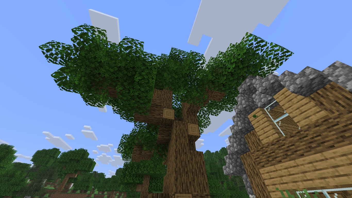 Bau des Baumstammes in Minecraft