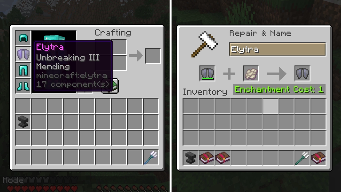 Elytra Verzauberungen Haltbarkeit und Reparatur mit Phantomhaut in Minecraft