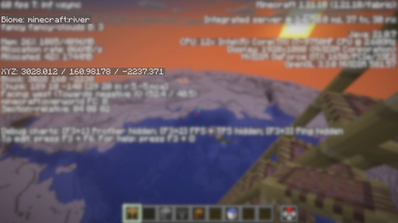 Local para farm de Afogados no bioma de rio e altura de construção Y160