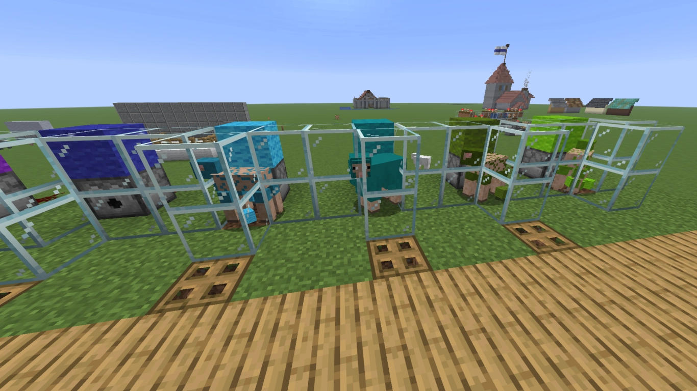 Automatische Wollfarm in Minecraft mit Schafen, Observer und Dispenser für alle Farben
