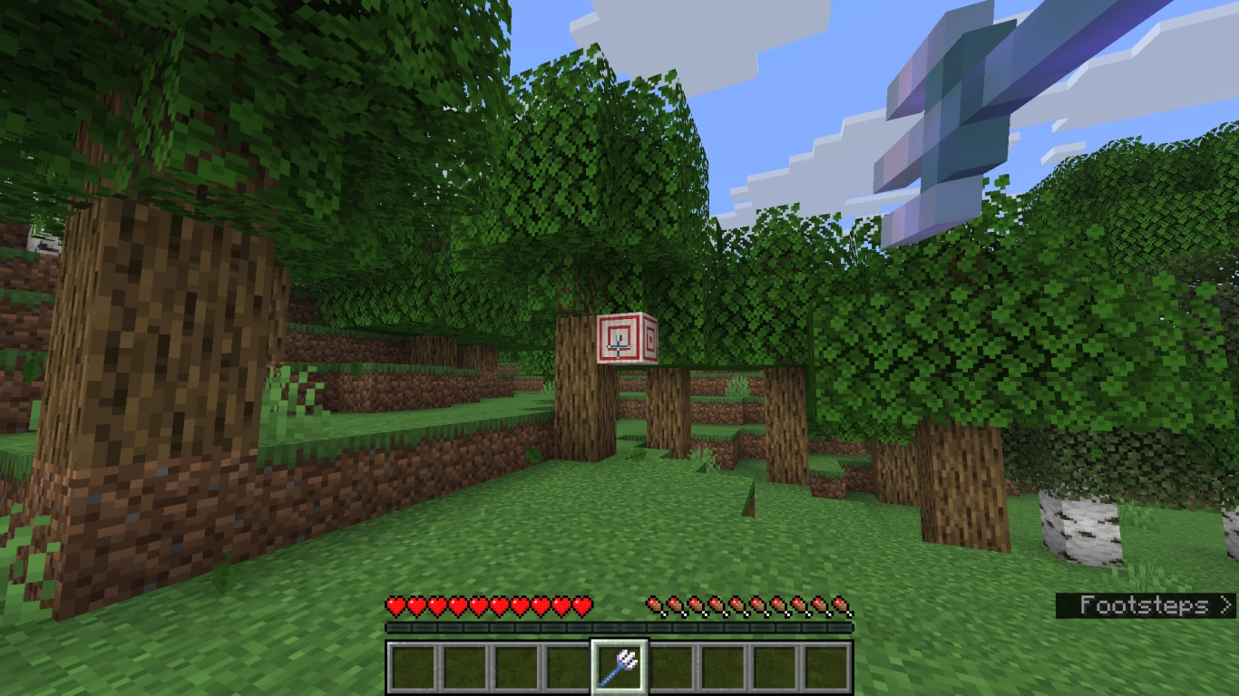 Tridente in Minecraft: Fedeltà, Canalizzazione e Scatto nel combattimento a distanza