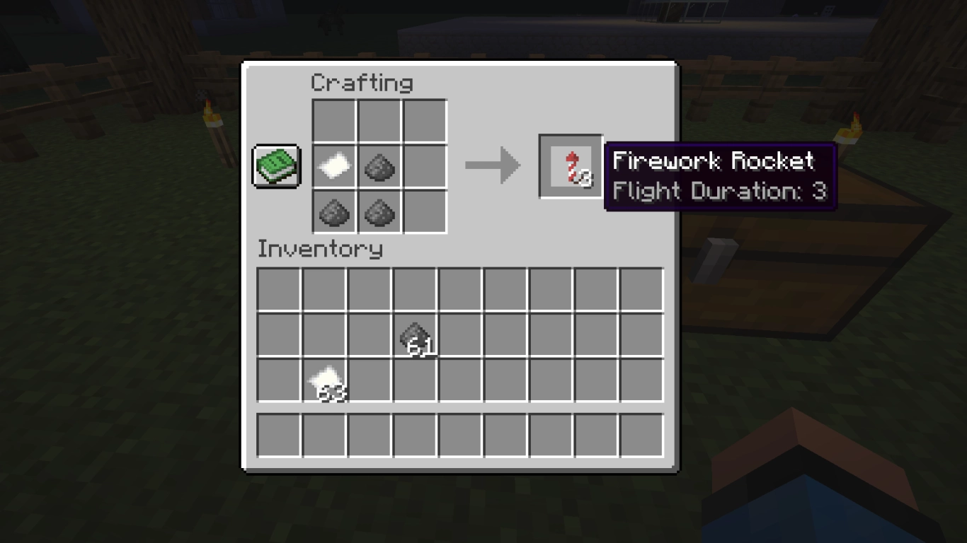 Minecraft Feuerwerk herstellen mit Papier und Schwarzpulver in der Werkbank