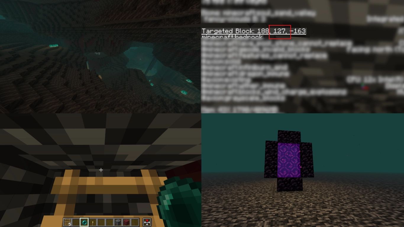 Netherin katon saavuttaminen tikkailla, Ender-helmellä ja portaalilla Minecraftissa