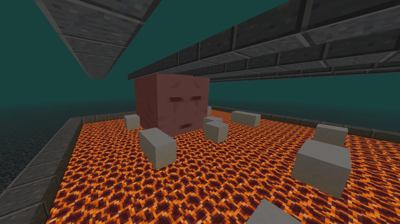 AFK-paikka telineistä rakennetun tornin päällä ghast-farmin yläpuolella, korkeuteen Y=255 Minecraftissa