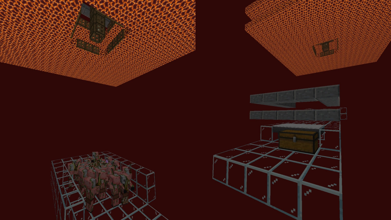 Opsamlingsområde med tragte og kill-zone til piglins